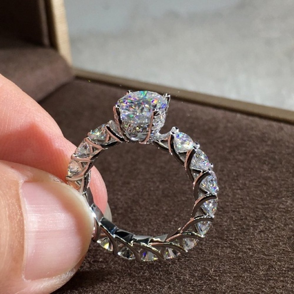 NEW 925 Sterling Silver Oval Cut Diamond Ring D